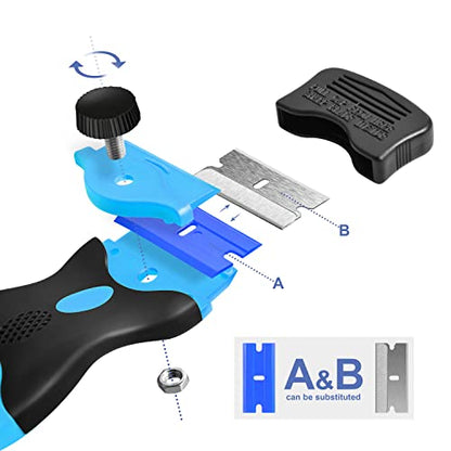 Razor Blade Scraper, 2 Pack Blue Double Edge Razor Scraper Remover Tool - color: Blue