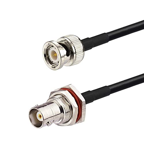 Bingfu BNC Male to Female Bulkhead Mount RG58 Coax Jumper Cable 60cm 2 feet 2-Pack for Wireless Microphone System Receiver Amateur Mobile CB Radio UHF VHF Ham Radio Antenna - size: 60cm / 2 feet - 2 Pack