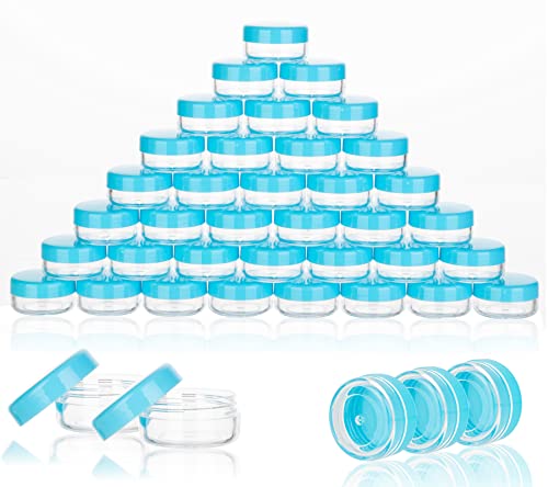 3 Gram Sample Containers with Lids, 50 Count, Blue Lid - color: Blue