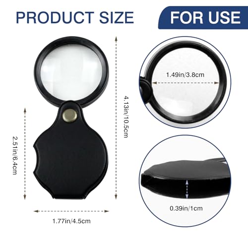 3PCS Ultra Clear Mini 10X Pocket Magnifiers for Seniors, Foldable Magnifying Glass with Protective Cover for Reading, Repairs