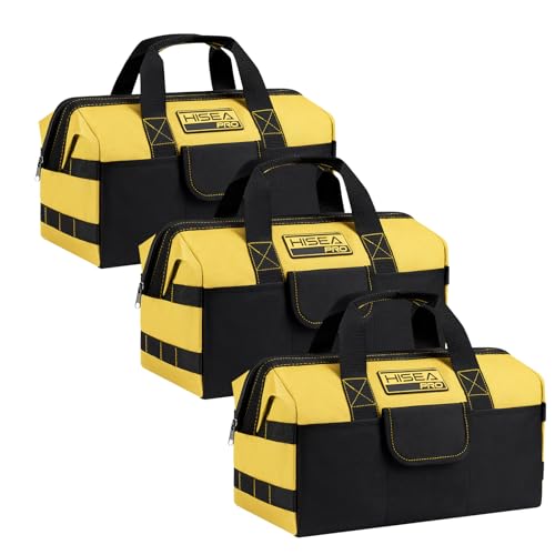 HISEA 3 Pack Heavy Duty Tool Bag, 13-Inch Waterproof Tools Organizer Tote - color: Yellow, size: 13 Inch