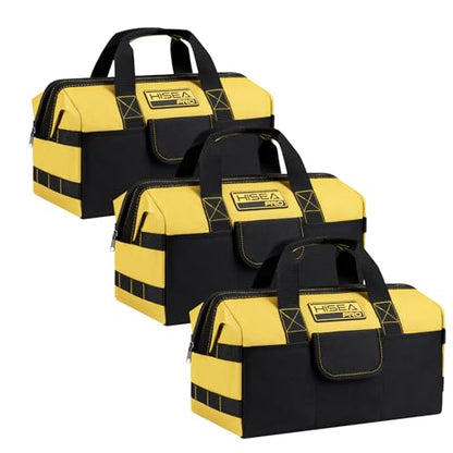 HISEA 3 Pack Heavy Duty Tool Bag, 16-Inch Waterproof Tools Organizer Tote - color: Yellow, size: 16 Inch