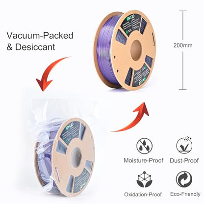 OVV3D Silk PLA Filament 1.75mm, Dual Color PLA Filament 3D Printer Filament, Black Purple 3D Printing Filament +/-0.02mm, 1kg Spool /2.2lb - color: Dual-color Black Purple