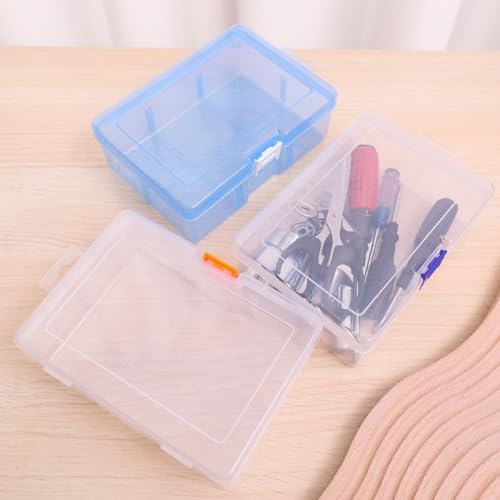 Transparent Large Capacity Plastic Container Storage Box Screw Sewing Cases Jewelry Display Box Practical Toolbox(Blue) - color: Blue