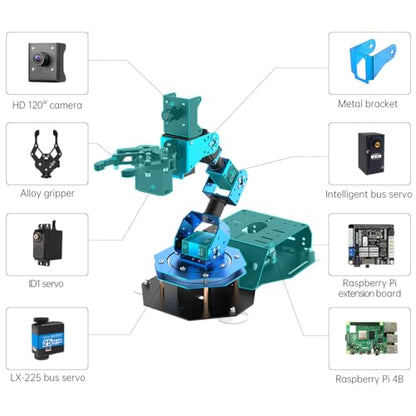 ROS Robotic Arm with Raspberry Pi 4B 8GB Open Source Programming FPV AI Vision 6DOF/Axis Smart Robot Arm Kit for Teens Adults, ArmPi FPV Advanced Kit (RPi 4B 8GB)