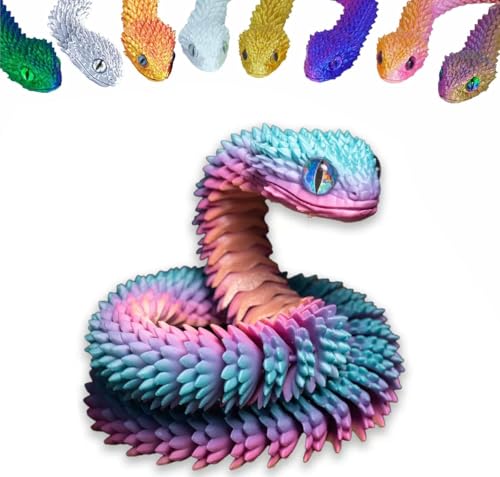 3D Printed Animals Set 3D Printed Snake Toys 3D Printed Articulated Flexible Fidget Toy 3D Printed Animals Exquisite Cute Pet Toy Children/Adults Fidget Toys (Random Candy, 11.8) - color: Random Candy, size: 11.8