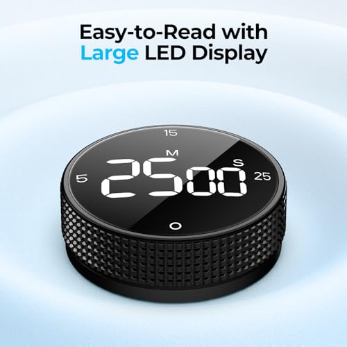 Digital Kitchen Timer, Large Display Magnetic Countdown Countup Timer, 3 Preset Times (5, 15, 25),Volume & Brightness Adjustable for Cooking Classroom Studying, Easy for Kids(Gunmetal 1PCS) - color: Gunmetal