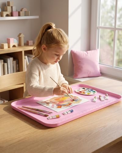 Silicone Mats for Crafts with 0.7" High Edges & Non-Slip，19" x 12" - color: Pink, size: 19"x12"