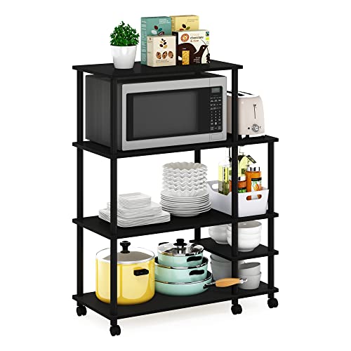 Furinno Turn-N-Tube Kitchen Shelf Cart, Americano/Black - color: Americano/Black, size: 4-Tier with Side