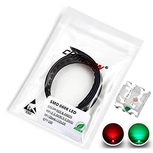 CHANZON 100 pcs SMD 0603 (1.6mm x 1.6mm) Red & Green LED Diode Lights 20mA - color: M) Red & Green (100pcs)