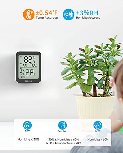 Govee Indoor Hygrometer Thermometer 2Pack H5075 with Bluetooth App Control - color: Black, size: 2 Pack