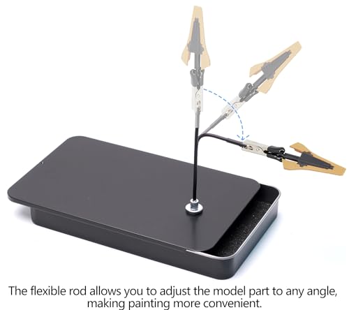 Large Clamps Metal Model Painting Stand Base Holder with 10PCS Magnetic Bendable Alligator Clip Sticks Set,Model Holder for Painting,Alligator Clip Stand for Gundam Hobby Model Parts