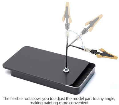 Large Clamps Metal Model Painting Stand Base Holder with 10PCS Magnetic Bendable Alligator Clip Sticks Set,Model Holder for Painting,Alligator Clip Stand for Gundam Hobby Model Parts