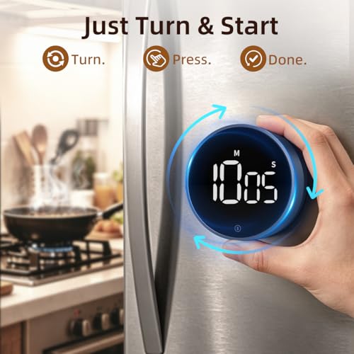 Digital Magnetic Kitchen Timer & Stopwatch with LED Display, Space Gray - color: Space Grey