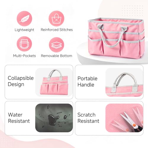 Art Supply Bag, Craft Organzier Tote Bag for Craft Supplies,Pink - color: Pink (6.5"D x 13"W x 8.5"H)
