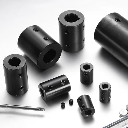 uxcell Shaft Coupling, 1/2" Bore 1" OD 1-1/2" Length Black Oxide Plated ASTM1045 Steel Rigid Coupling for 3D Printers Motor Wheel(4 Set Screws) - size: 1/2" Bore 1" OD 1-1/2" Length