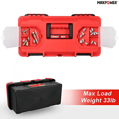 MAXPOWER Tool Box 16 inch, Plastic Small Tool Box with Latch Removable Tray - color: Red, size: 16"