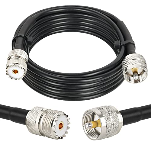 MOOKEERF PL-259 UHF CB Coax Cable - 15FT, RG58 PL-259 UHF Male to Female Low Loss Antenna Extension Jumper for HAM Radio, Antenna Analyzer, Dummy Load, SWR Meter - size: 15FT
