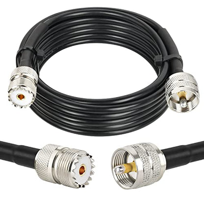 MOOKEERF PL-259 UHF CB Coax Cable - 15FT, RG58 PL-259 UHF Male to Female Low Loss Antenna Extension Jumper for HAM Radio, Antenna Analyzer, Dummy Load, SWR Meter - size: 15FT