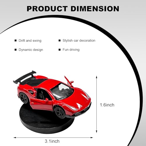 Car Drift Dashboard Ornament, Alloy Racing Model Drifting Spin Auto Dashboard Decoration, Classic Cool Mini Sports Car Dynamic Center Console Decor for Most Vehicles (Red) - color: Red