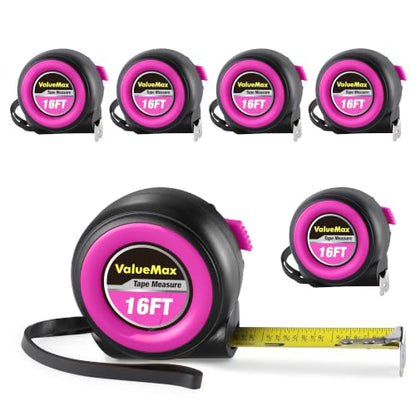 ValueMax Tape Measure, 6 Pack 16FT Measuring Tape Retractable, Purple - color: Purple