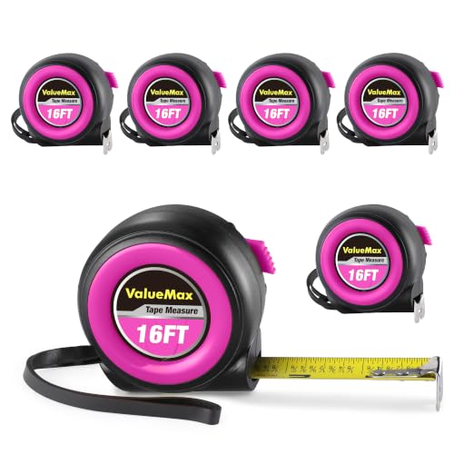 ValueMax Tape Measure, 6 Pack 16FT Measuring Tape Retractable, Purple - color: Purple