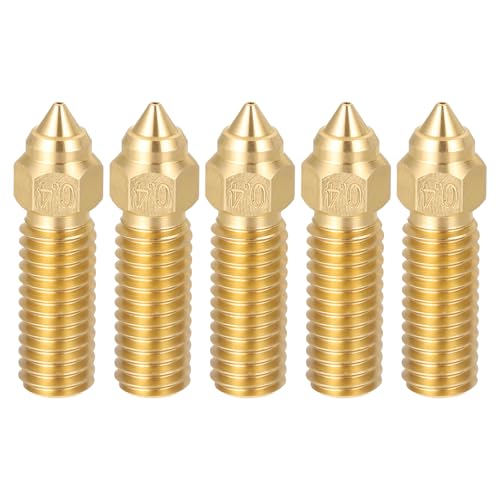 uxcell 5 Pcs 0.4mm Brass Nozzles M6 Thread for K1 3D Printers - size: 0.4mm