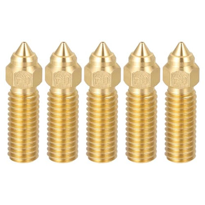 uxcell 5 Pcs 0.4mm Brass Nozzles M6 Thread for K1 3D Printers - size: 0.4mm