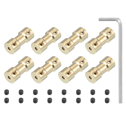 PATIKIL Brass Shaft Coupling Joint 2.3mm to 4mm, 8 Pcs Motor Shaft Coupler Extension Connector Rigid Sleeve Adapter Transmission Joint with Screws for RC Car Tires Shaft Motor - size: 2.3mm to 4mm