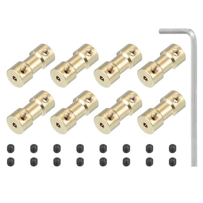 PATIKIL Brass Shaft Coupling Joint 2.3mm to 4mm, 8 Pcs Motor Shaft Coupler Extension Connector Rigid Sleeve Adapter Transmission Joint with Screws for RC Car Tires Shaft Motor - size: 2.3mm to 4mm