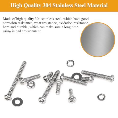 546 Pieces M3 Machine Screws Nuts Washers Set, Sutemribor M3 x 6/8/12/16/20/25/30mm Phillips Pan Head Machine Screws Nuts Washers Assortment Kit, 304 Stainless Steel, Fully Threaded - size: M3, style: Phillips Pan Head