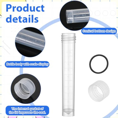 100PCS 10ml Plastic Small Vials with Screw Caps Vial Seal Cap Container Sample Tubes Cryotubes for School Educational