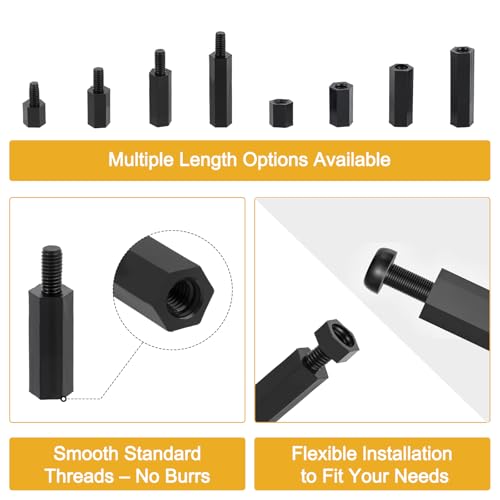 Exqutoo 620Pcs M3 Male Female Hex Standoffs Screws Assortment Kit - color: Black/3.2mm,620Pcs,Hex