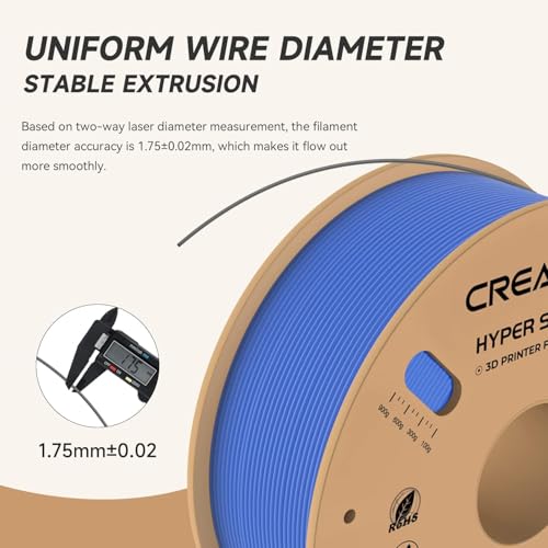 Official Creality Hyper PLA Filament 1.75mm, High Speed PLA 30-600mm/s 3D Printer Filament, Dimensional Accuracy +/-0.02mm, Fit Most FDM 3D Printers，1KG(2.2lbs) Spool Blue - color: Blue