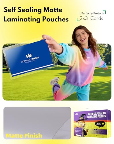 Uinkit 10mil Matte Self-Seal Double-Sided Laminating Pouches 2.6x3.9 Inches - color: Matte, size: Card Size