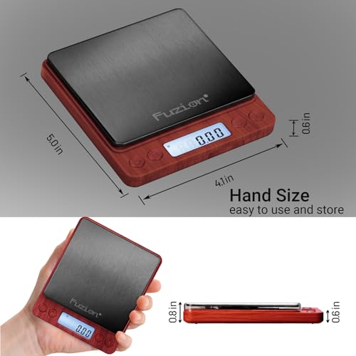 Fuzion Digital Scale .01 Gram Accuracy, 500g Small Kitchen Food Scales - color: Wood Grain