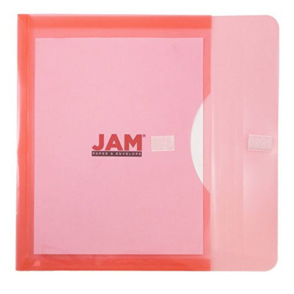 JAM PAPER Plastic Expansion Envelopes with Hook & Loop Closure - Letter Booklet - 9 3/4 x 13 with 1 Inch Expansion - Red - 12/Pack - color: Red, size: 1" Expansion