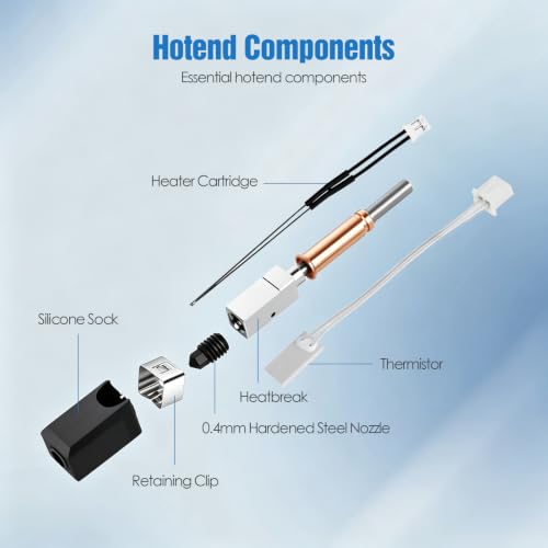 Upgraded Hotend Kit for Anycubic Kobra 3, Kobra 3 Combo, Kobra 3 V2 & Kobra 3 V2 Combo, 0.4mm Hardened Steel Nozzle Replacement, 3D Printer Accessories - color: Kobra 3 Hotend Kit (Hardened Steel Nozzle)