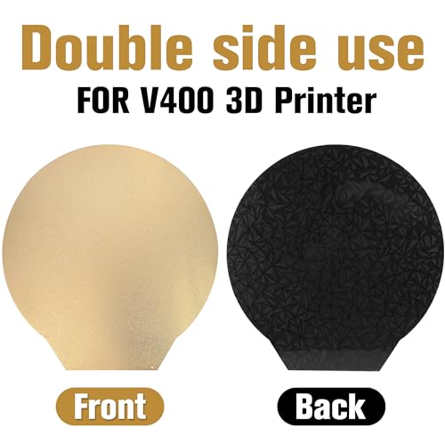 Dia 309mm PEO PEI Build Plate Round Compatible with Flsun V400 3D Printer, New Flexible Smooth Magnetic PEO & Textured PEI Double Sided Kit, Spring Steel Flex Bed Sheet Platform (Without Base)