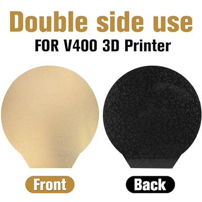 Dia 309mm PEO PEI Build Plate Round Compatible with Flsun V400 3D Printer, New Flexible Smooth Magnetic PEO & Textured PEI Double Sided Kit, Spring Steel Flex Bed Sheet Platform (Without Base)