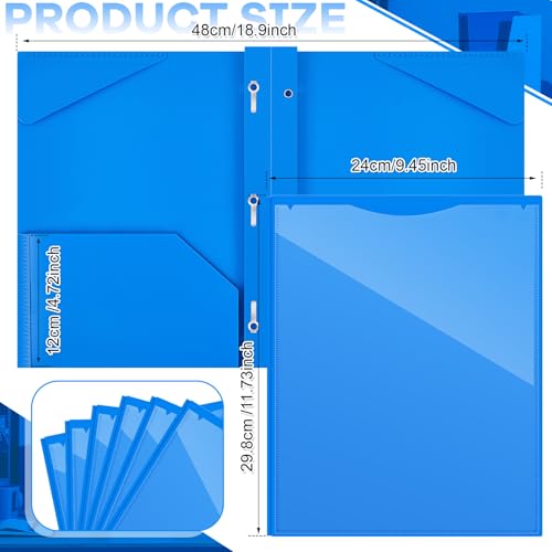 Henoyso 36 Pcs Plastic Folder with Clear Front Pocket, Blue - color: Blue