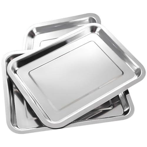 Stainless Steel Tray - Narkysus 3 Pack Stainless Steel Dental Lab Tray 13.5'' X 10'' Flat Metal Tool for Lab Dental Instrument Bathroom Organizer Tattoo Station Tattoo Supplies - size: 3pcs