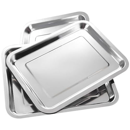Stainless Steel Tray - Narkysus 3 Pack Stainless Steel Dental Lab Tray 13.5'' X 10'' Flat Metal Tool for Lab Dental Instrument Bathroom Organizer Tattoo Station Tattoo Supplies - size: 3pcs