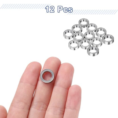uxcell 12Pcs MR128ZZ Small Bearing, 8mm ID 12mm OD 3.5mm Width Double Shielded Deep Groove Ball Bearings for Electric Motor Skateboards 3D Printer, (ABEC 5) - size: MR128ZZ