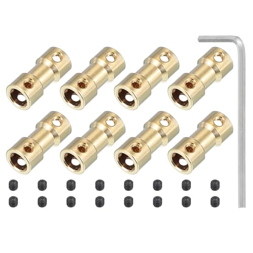 PATIKIL Brass Shaft Coupling Joint 6mm to 6mm, 8 Pcs Motor Shaft Coupler Extension Connector Rigid Sleeve Adapter Transmission Joint with Screws for RC Car Tires Motor - size: 6mm to 6mm