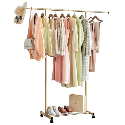 SUOERNUO Clothes Rack with Lockable Wheels Garment Rack for Hanging Clothes