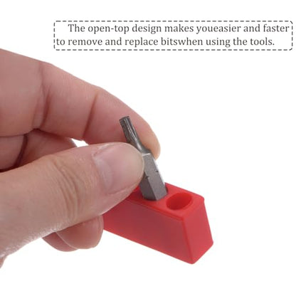 HARFINGTON 6pcs Plastic Hex Shank Screwdriver Bit Holder Organizer 8 Holes 1/4 Inch Plastic Drill Bits Storage Case for Any 1/4" Hex Shank Metal Driver Bits Use, Red - style: 8 Holes