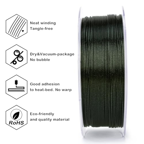 ZIRO Sparkle PLA Filament 1.75mm, Twinkling Effect 1kg, Fairy Green - color: Fairy Green