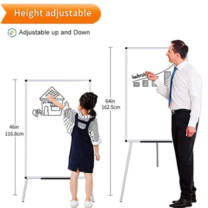 VIZ-PRO Whiteboard Easel, 36 x 24 Inches, Portable Stand Dry Erase Board - size: 36 x 24 Inches - With Flipchart Pad