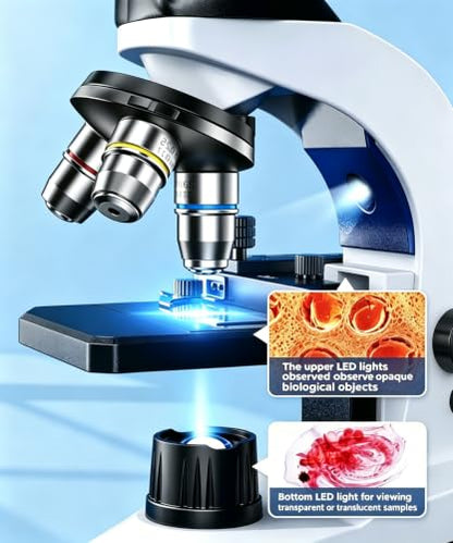 Compound Binocular Microscope for Adults, Professionals & Kids, 40X-640X Magnification with LED Illumination, Mechanical Stage, WF10x & WF16x Eyepieces，Suitable for Schools Home Labs Educational